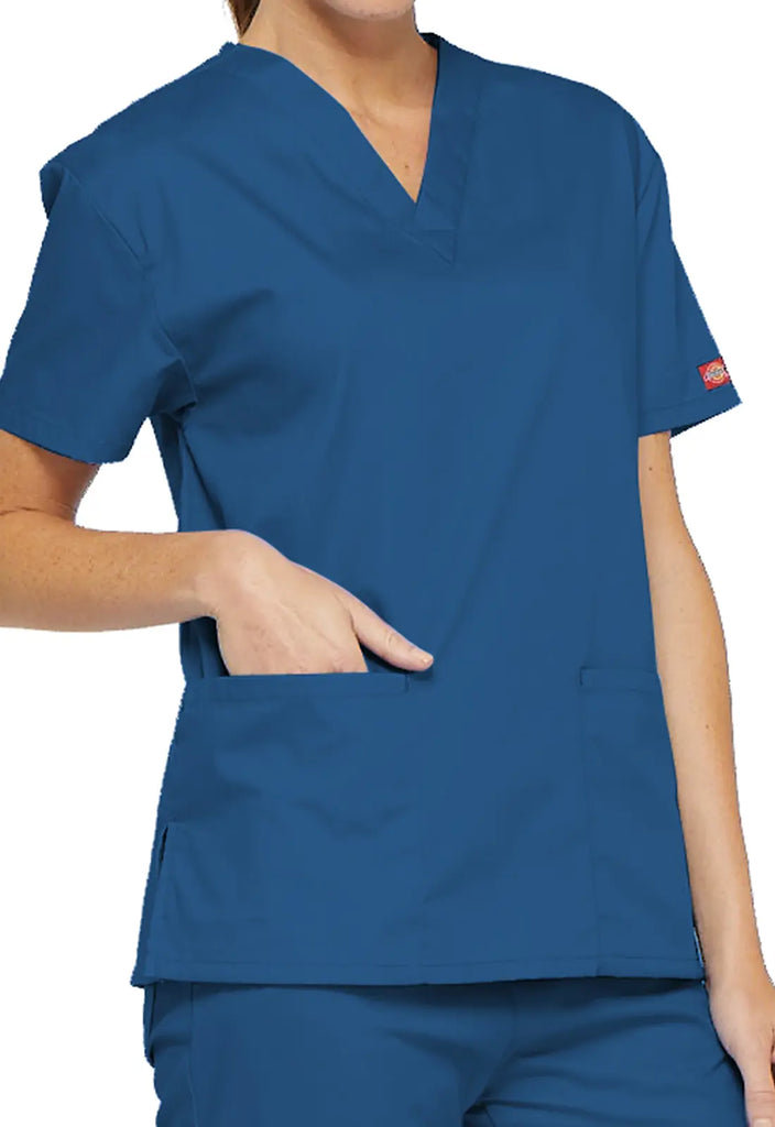 Dickies Scrubs 3-Pocket V-Neck Top Royal Blue | scrub-supply.com