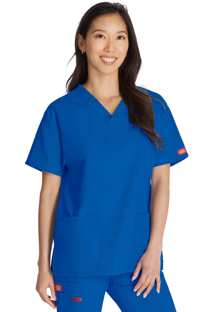 Dickies Scrubs 3-Pocket V-Neck Top Royal Blue | scrub-supply.com