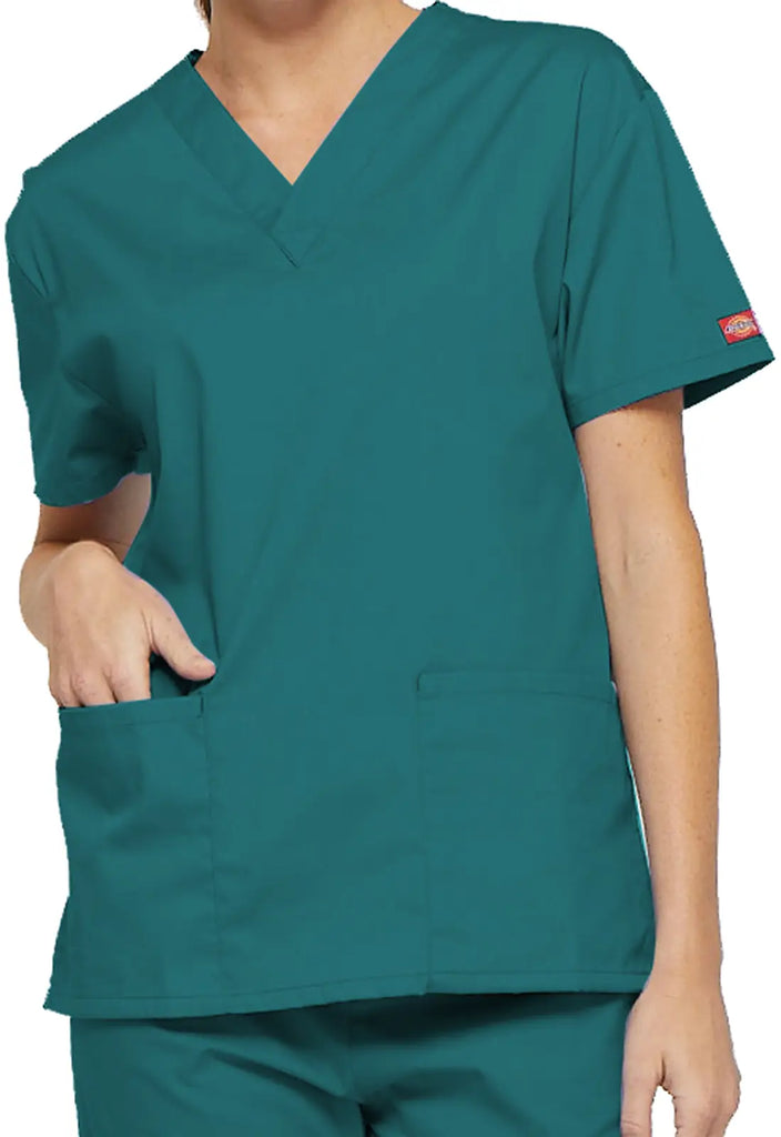 Dickies Scrubs 3-Pocket V-Neck Top Teal | scrub-supply.com