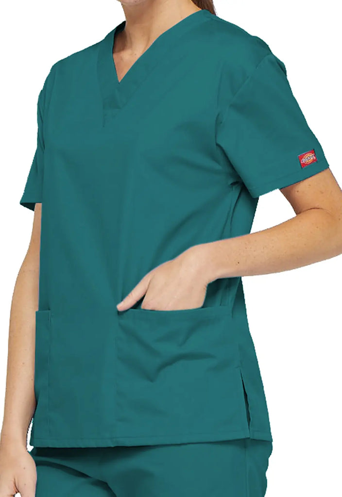 Dickies Scrubs 3-Pocket V-Neck Top Teal | scrub-supply.com