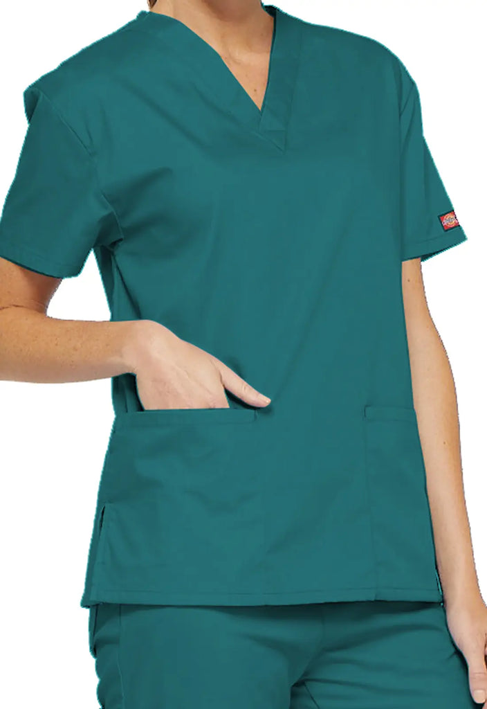 Dickies Scrubs 3-Pocket V-Neck Top Teal | scrub-supply.com