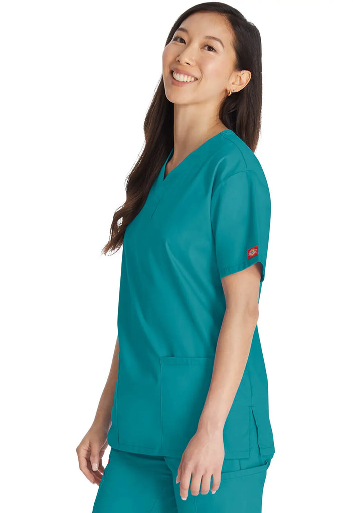 Dickies Scrubs 3-Pocket V-Neck Top Teal | scrub-supply.com