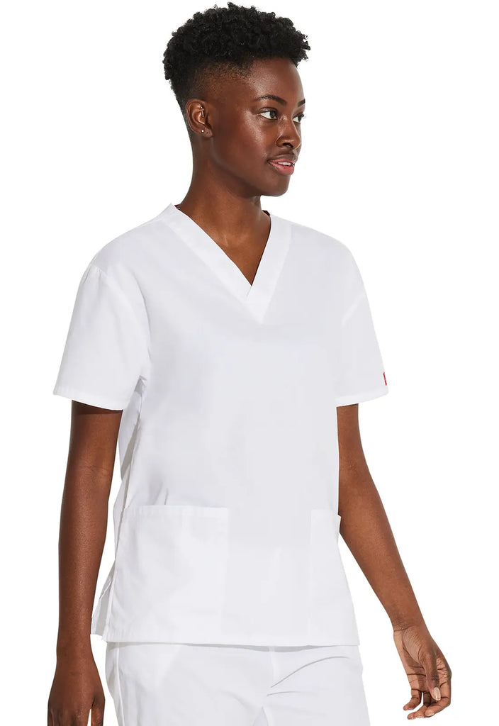 Dickies Scrubs 3-Pocket V-Neck Top White | scrub-supply.com