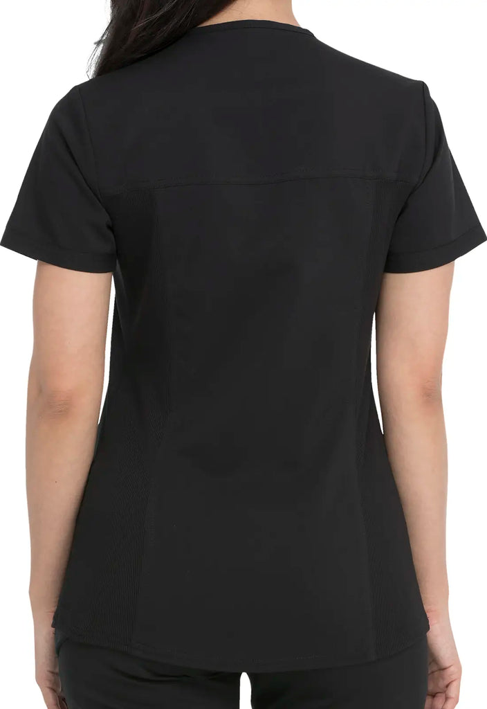 Dickies Scrubs V-Neck Top With Rib Knit Panels Black | scrub-supply.com