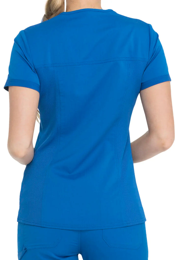 Dickies Scrubs V-Neck Top With Rib Knit Panels Royal Blue | scrub-supply.com