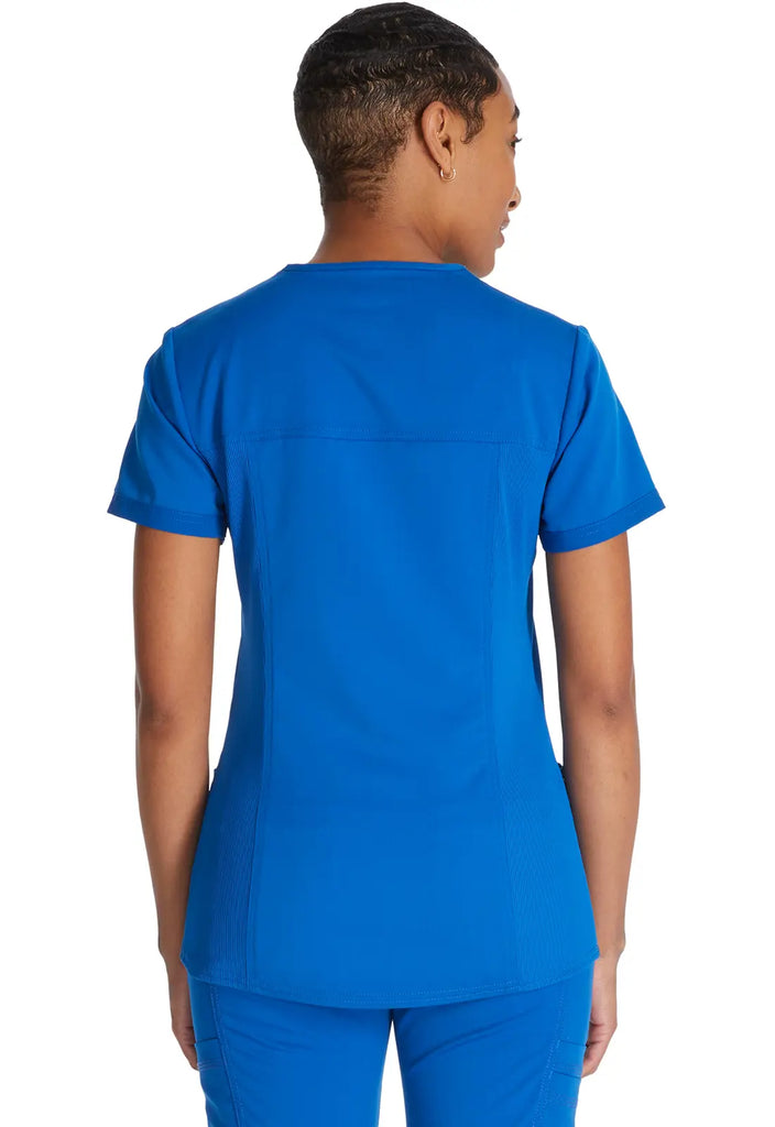 Dickies Scrubs V-Neck Top With Rib Knit Panels Royal Blue | scrub-supply.com