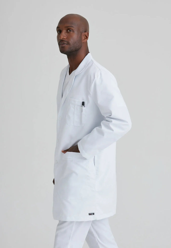 Barco Scrubs Men's Noah Lab Coat White | scrub-supply.com