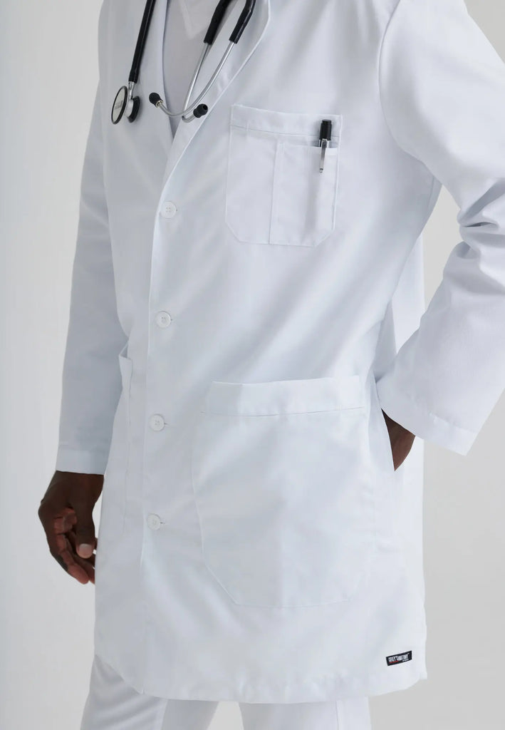 Barco Scrubs Men's Noah Lab Coat White | scrub-supply.com