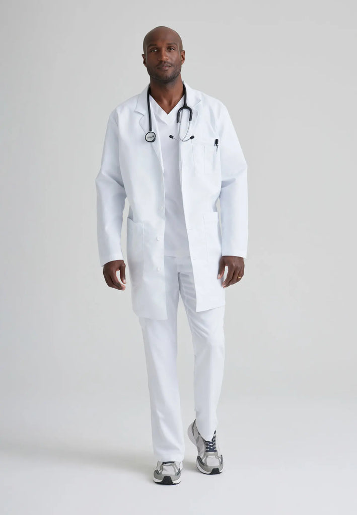 Barco Scrubs Men's Noah Lab Coat White | scrub-supply.com