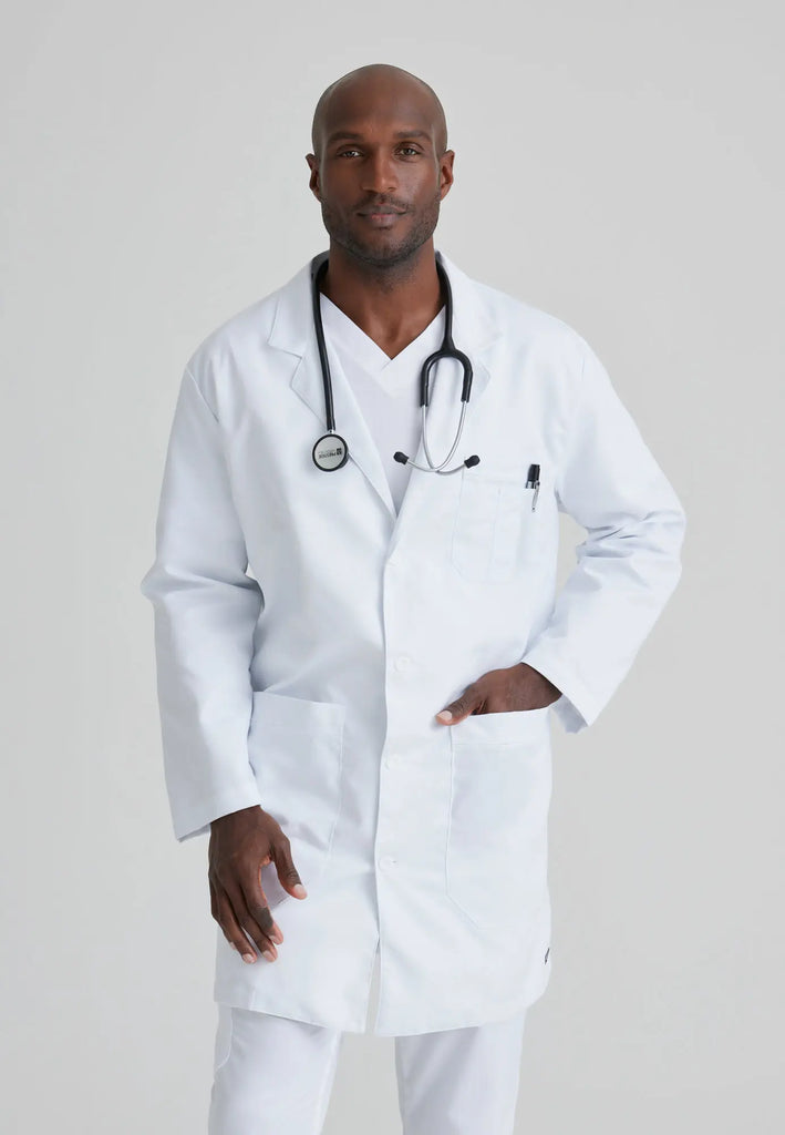 Barco Scrubs Men's Noah Lab Coat White | scrub-supply.com