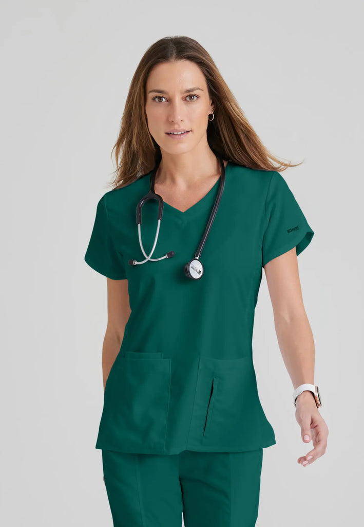 Barco Scrubs Women's Cora Top Hunter Green | scrub-supply.com