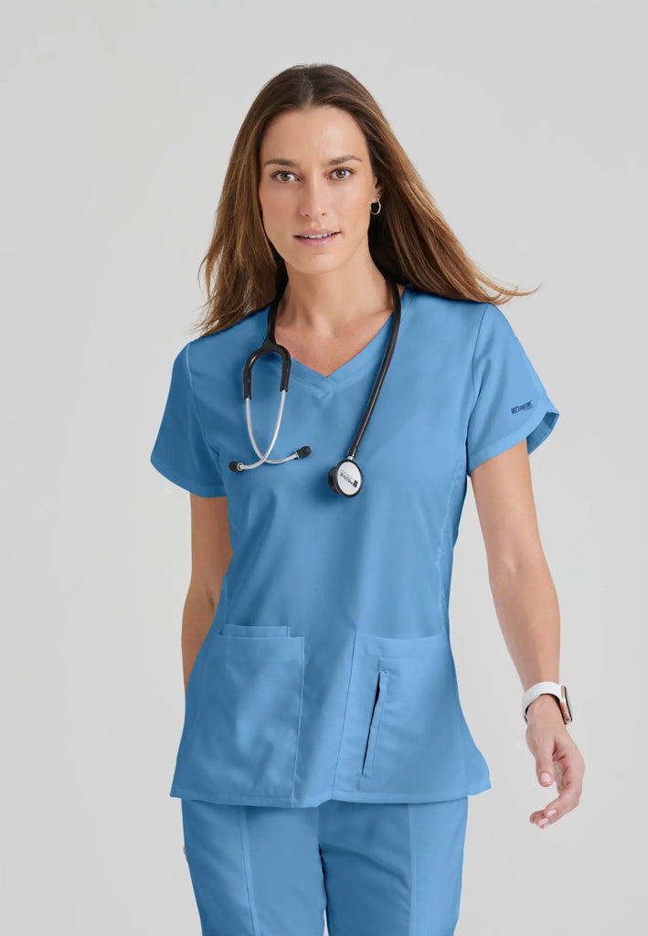 Barco Scrubs Women's Cora Top Ceil Blue | scrub-supply.com