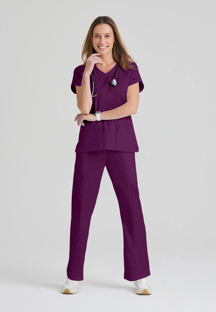 Barco Scrubs Women's Cora Top Wine | scrub-supply.com