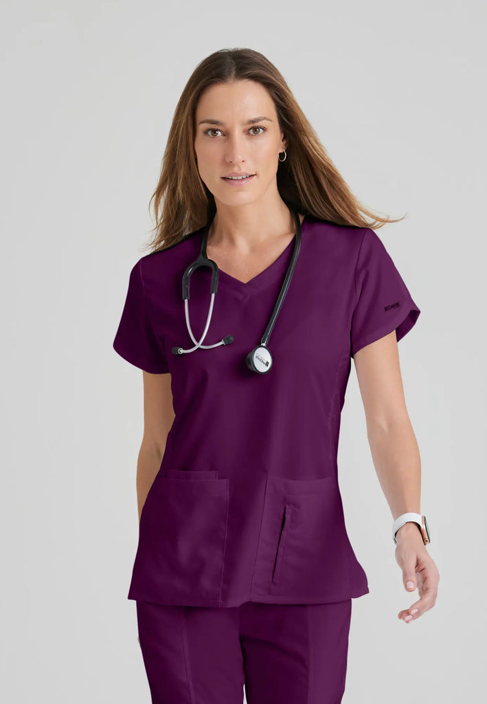 Barco Scrubs Women's Cora Top Wine | scrub-supply.com