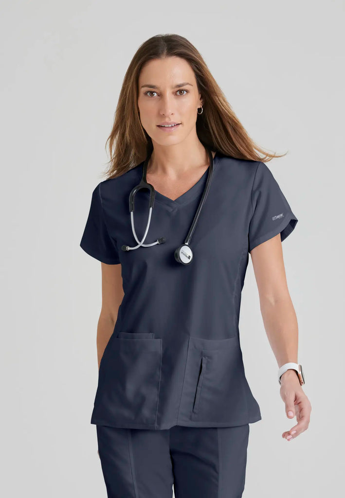 Barco Scrubs Women's Cora Top Steel | scrub-supply.com