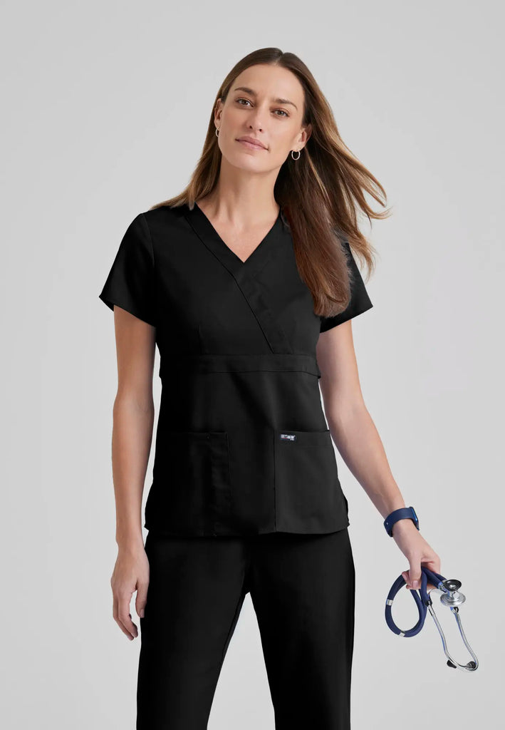 Barco Scrubs Women's Riley Top Black | scrub-supply.com