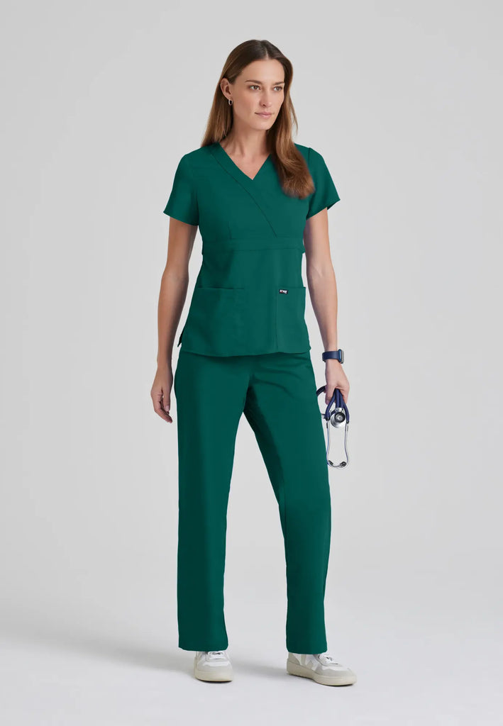 Barco Scrubs Women's Riley Top Hunter Green | scrub-supply.com