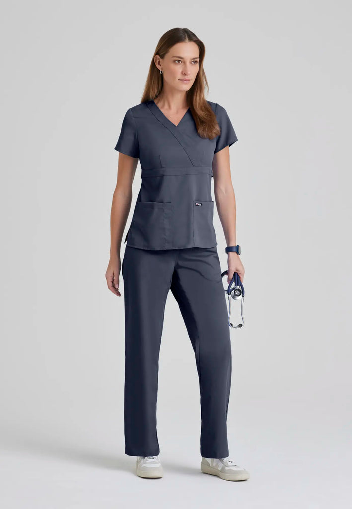 Barco Scrubs Women's Riley Top Steel | scrub-supply.com