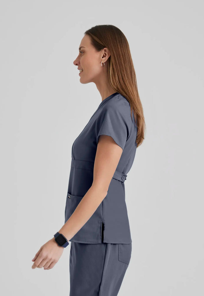 Barco Scrubs Women's Riley Top Steel | scrub-supply.com