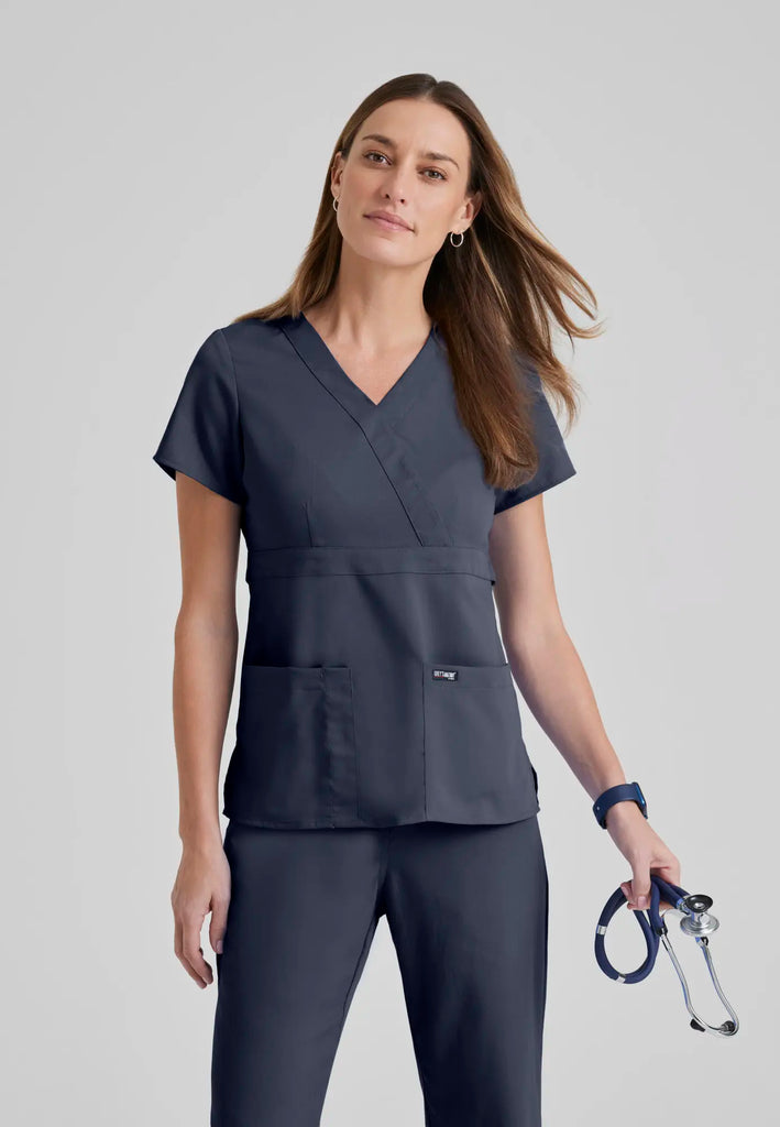 Barco Scrubs Women's Riley Top Steel | scrub-supply.com