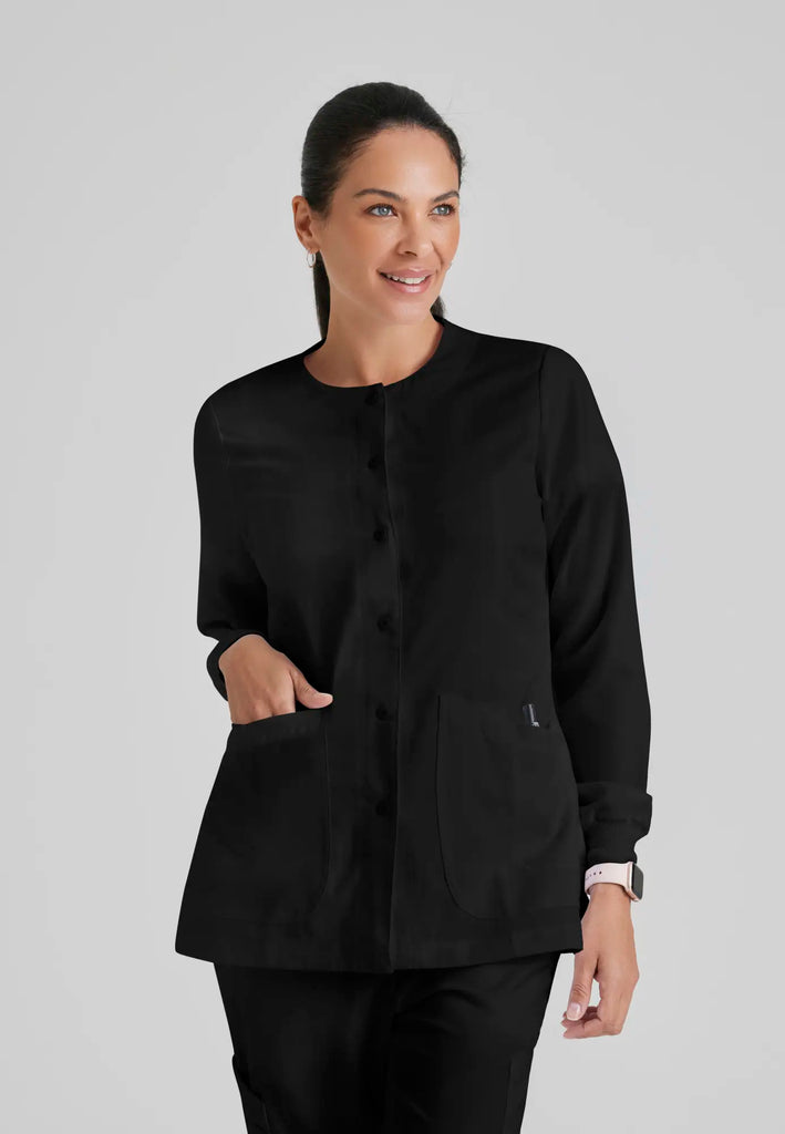 Barco Scrubs Women's Jamie Warm-Up Black | scrub-supply.com