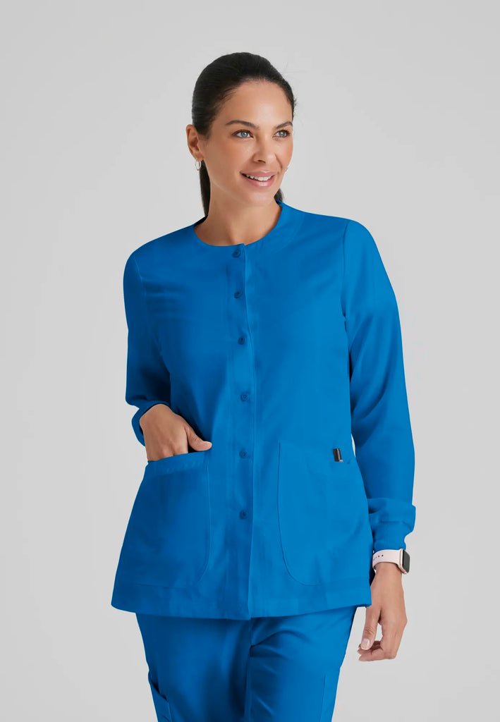 Barco Scrubs Women's Jamie Warm-Up New Royal | scrub-supply.com