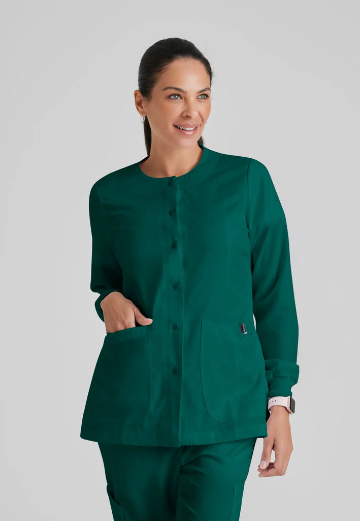 Barco Scrubs Women's Jamie Warm-Up Hunter Green | scrub-supply.com