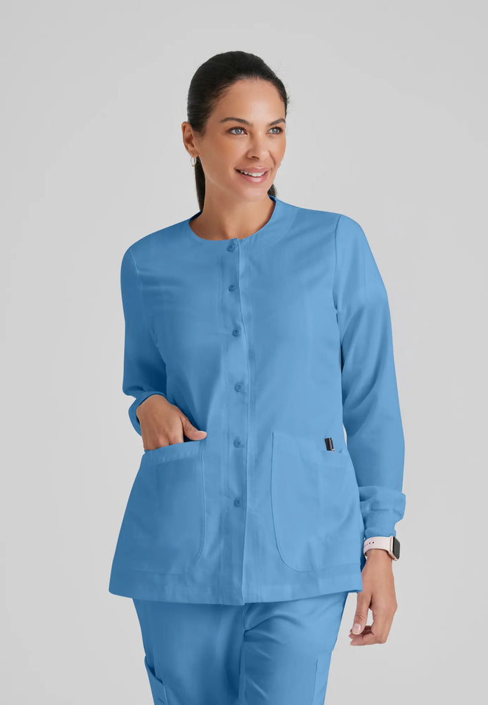 Barco Scrubs Women's Jamie Warm-Up Ceil Blue | scrub-supply.com