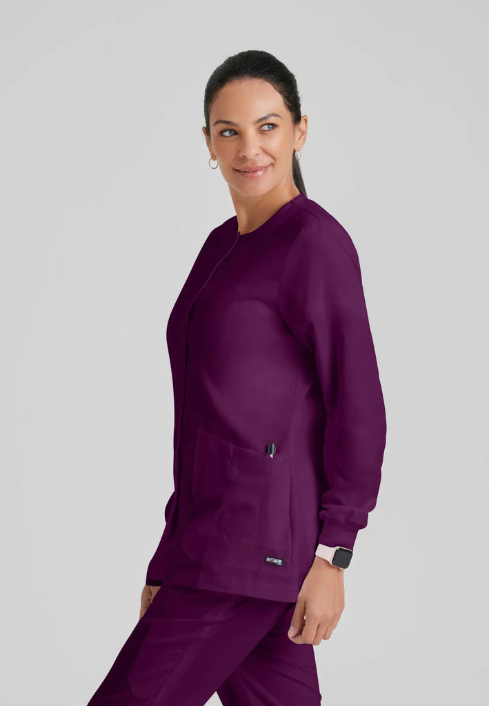 Barco Scrubs Women's Jamie Warm-Up Wine | scrub-supply.com