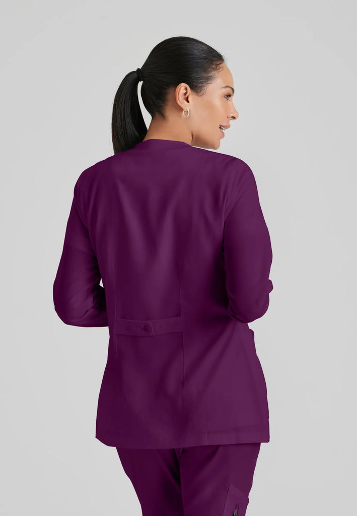 Barco Scrubs Women's Jamie Warm-Up Wine | scrub-supply.com