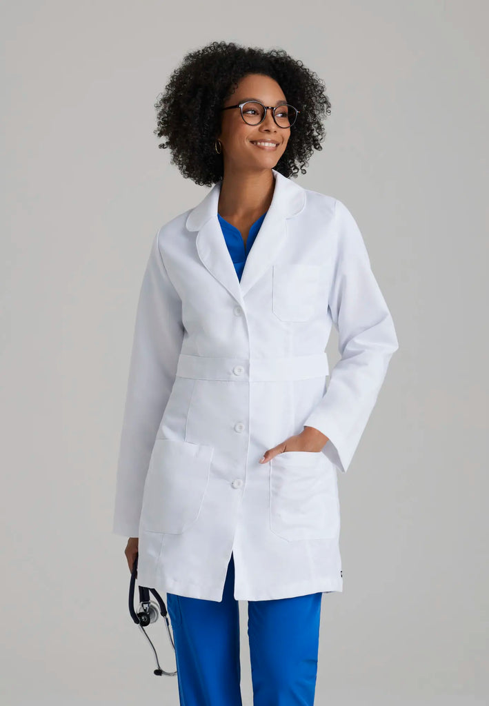 Barco Scrubs Women's Lily Lab Coat White | scrub-supply.com