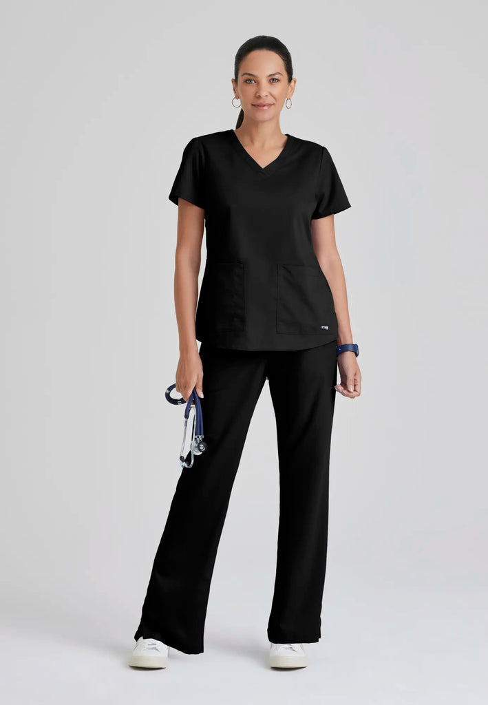 Barco Scrubs Women's Aubrey Top Black | scrub-supply.com