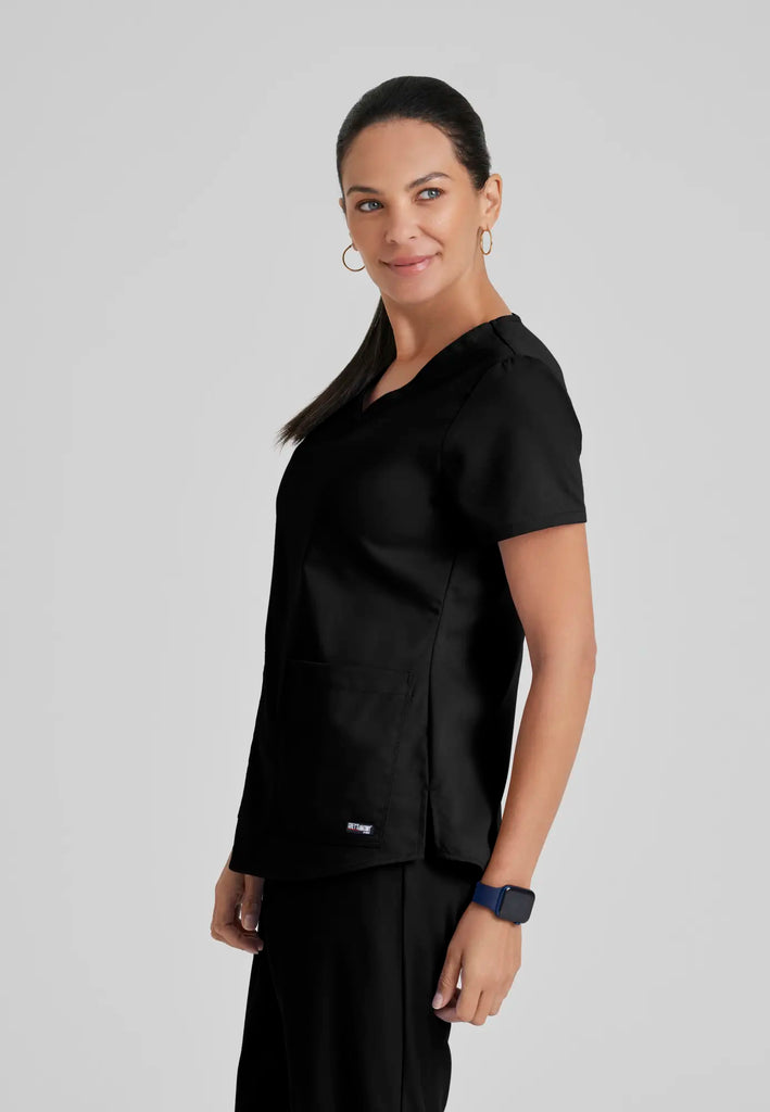 Barco Scrubs Women's Aubrey Top Black | scrub-supply.com