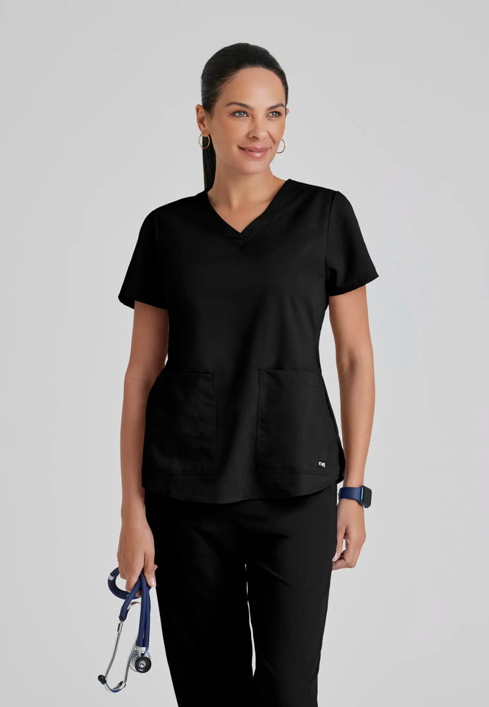 Barco Scrubs Women's Aubrey Top Black | scrub-supply.com