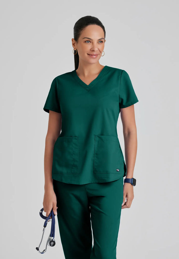 Barco Scrubs Women's Aubrey Top Hunter Green | scrub-supply.com