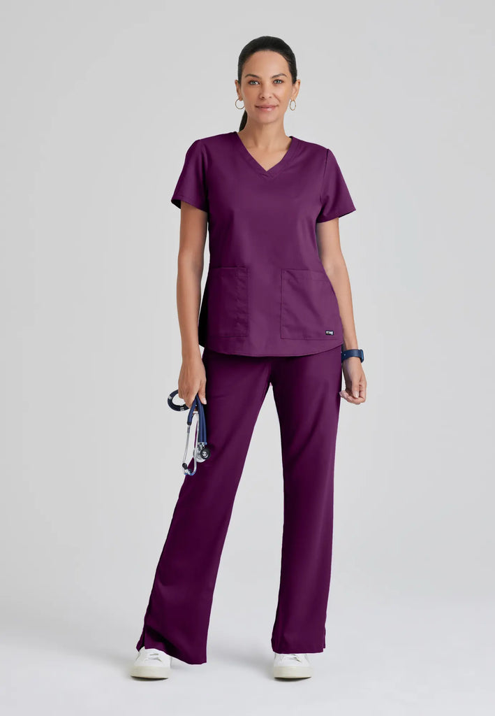 Barco Scrubs Women's Aubrey Top Wine | scrub-supply.com