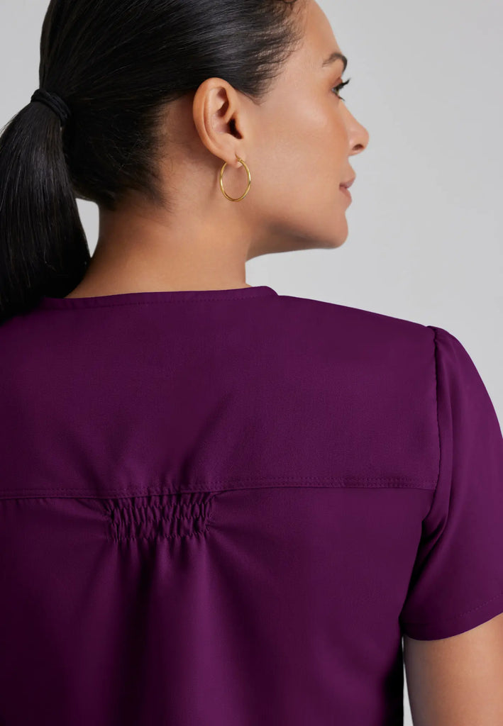 Barco Scrubs Women's Aubrey Top Wine | scrub-supply.com