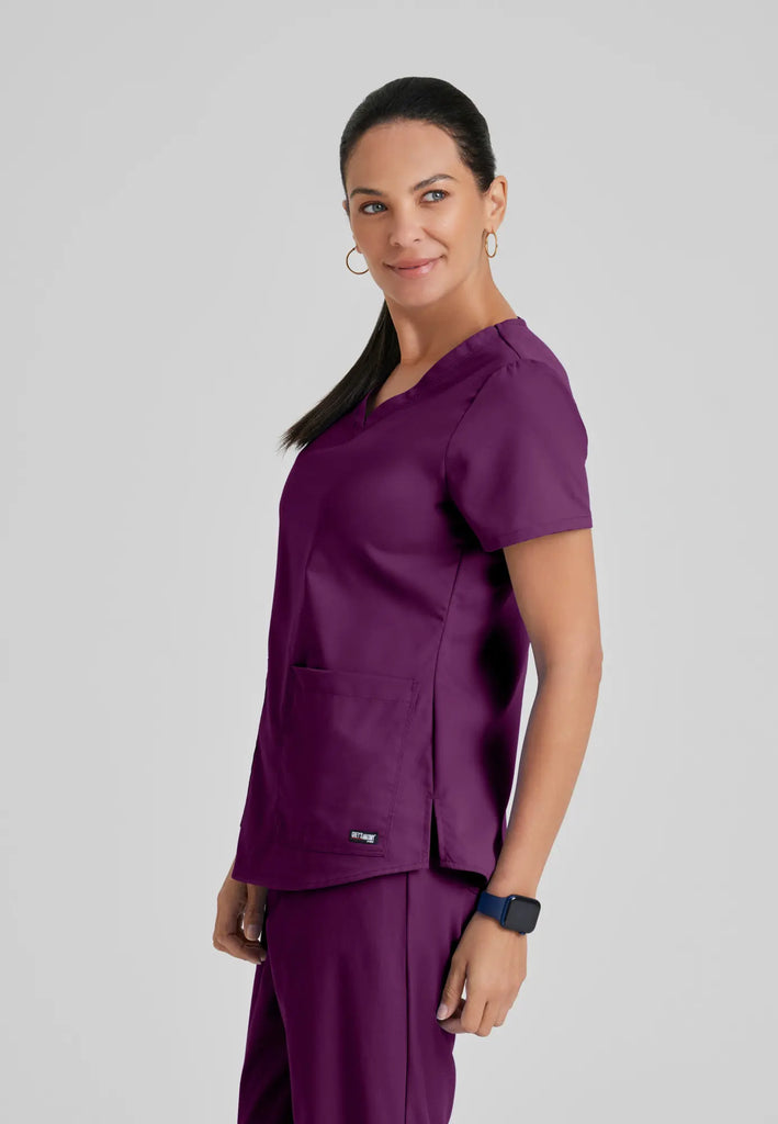 Barco Scrubs Women's Aubrey Top Wine | scrub-supply.com