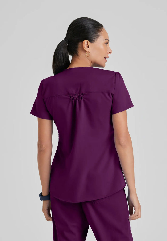 Barco Scrubs Women's Aubrey Top Wine | scrub-supply.com