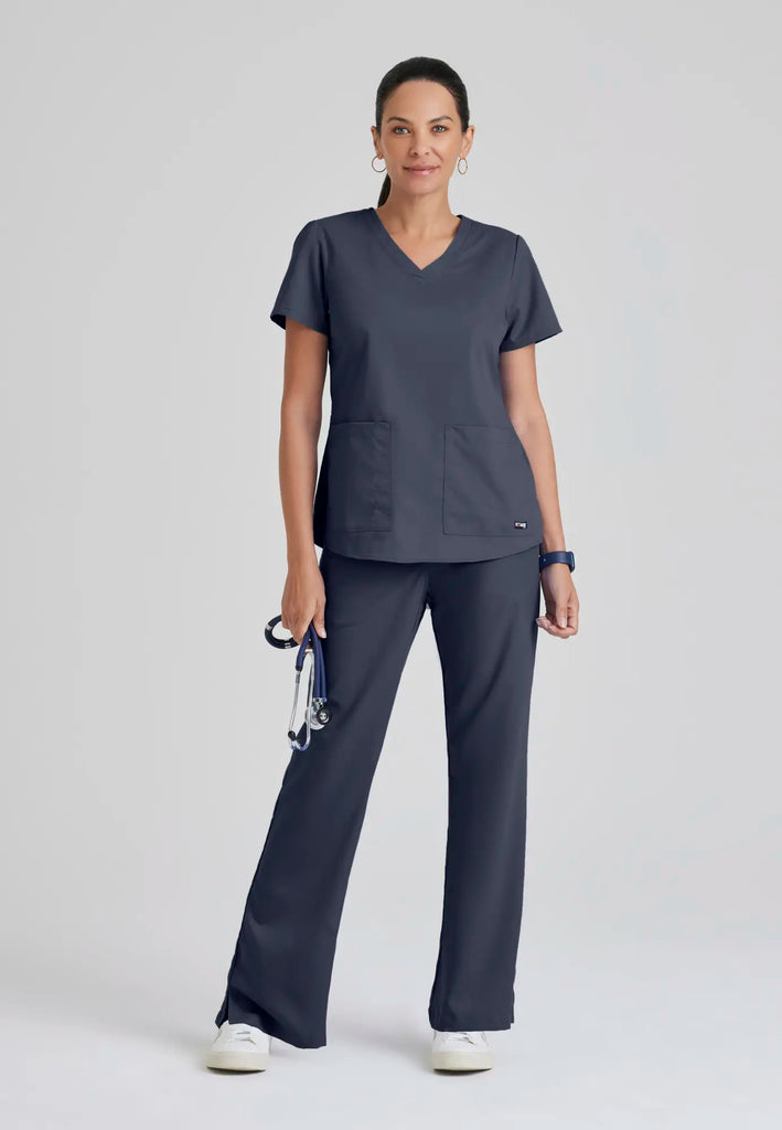 Barco Scrubs Women's Aubrey Top Steel | scrub-supply.com