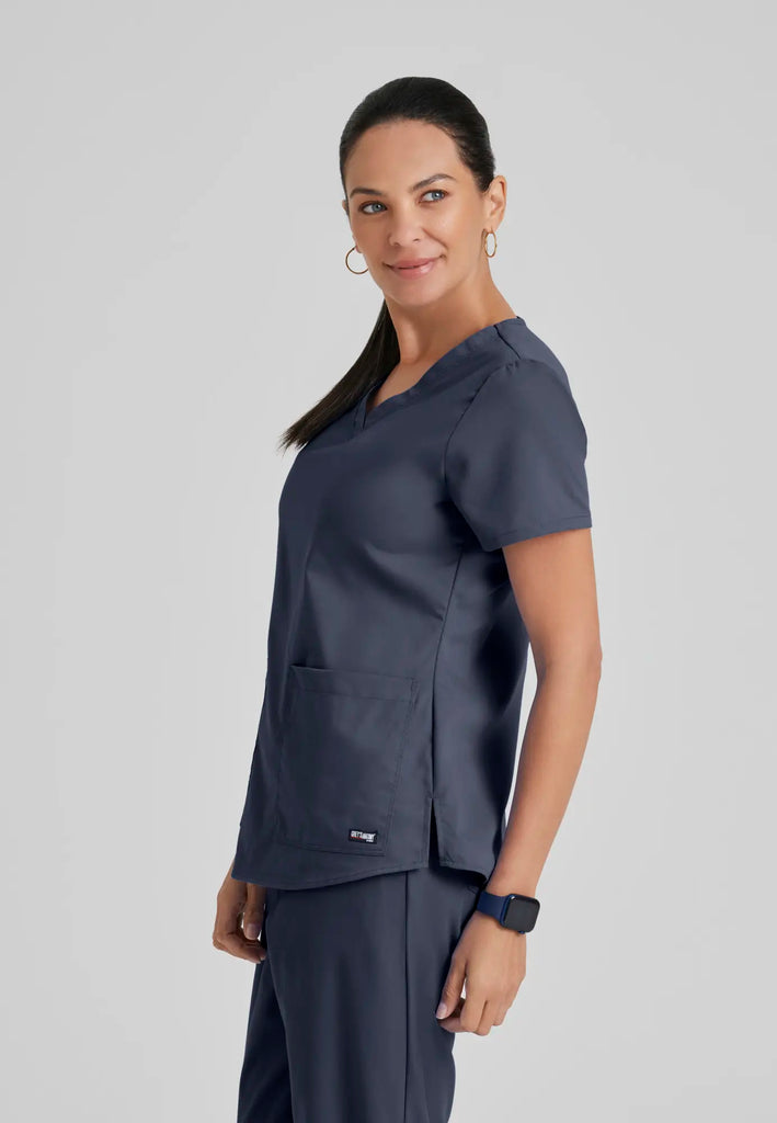 Barco Scrubs Women's Aubrey Top Steel | scrub-supply.com