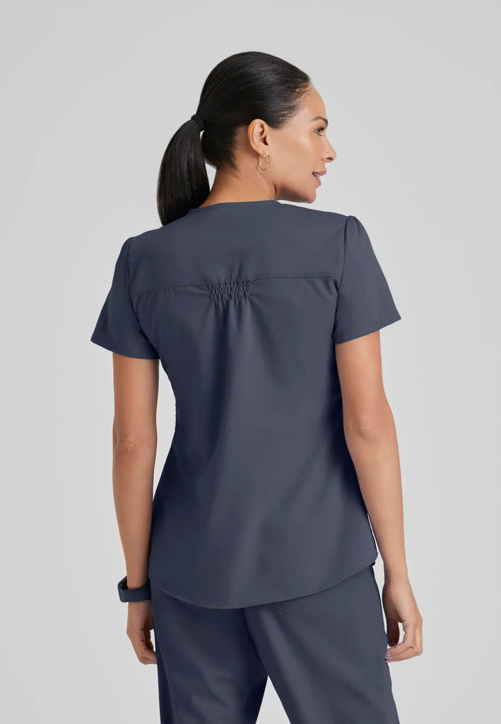 Barco Scrubs Women's Aubrey Top Steel | scrub-supply.com