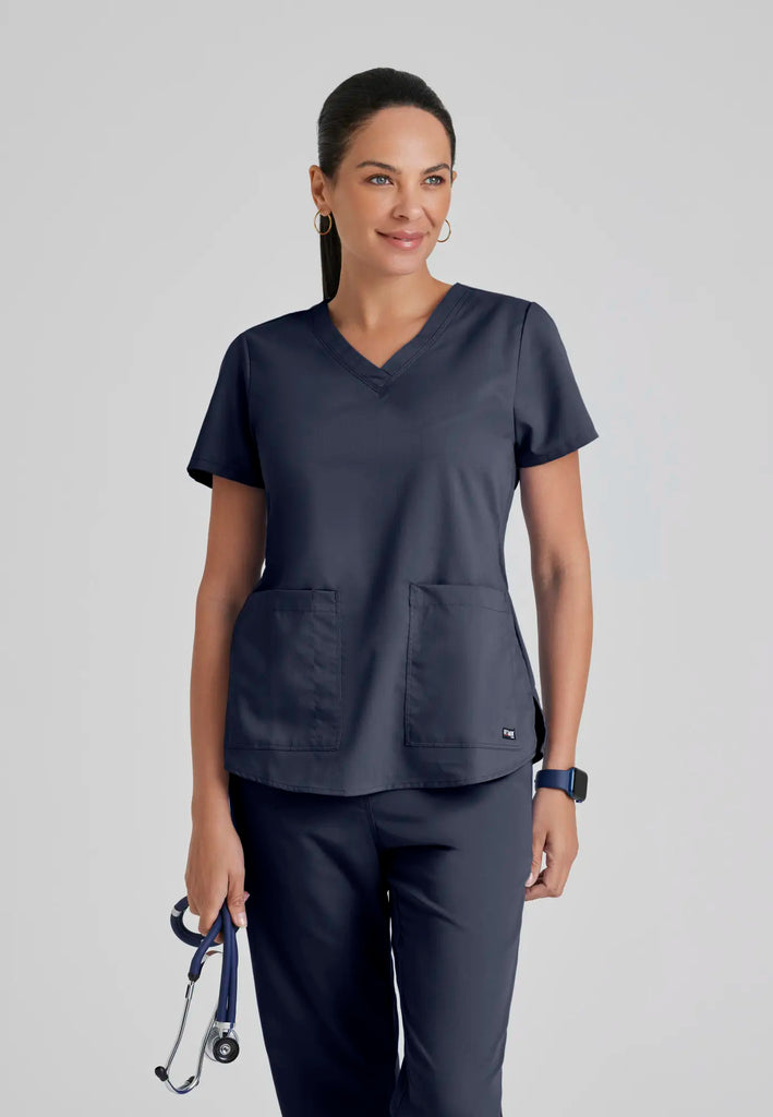 Barco Scrubs Women's Aubrey Top Steel | scrub-supply.com