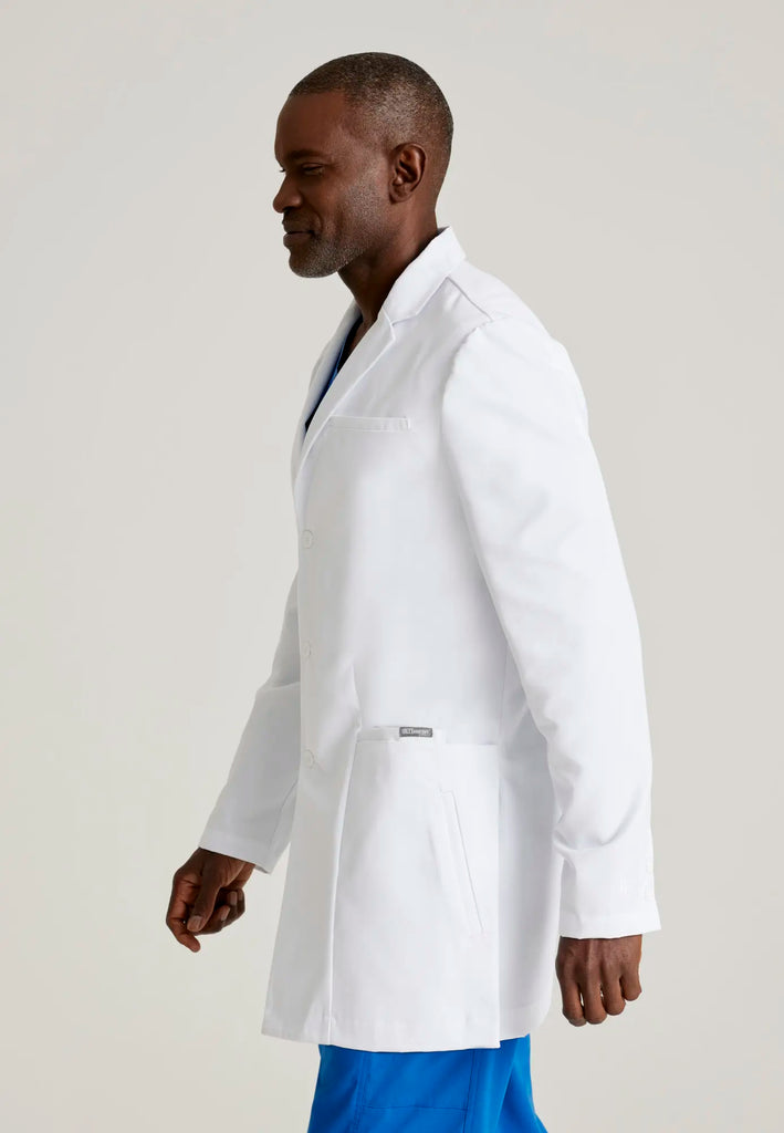 Barco Scrubs Men's Derek Lab Coat White | scrub-supply.com