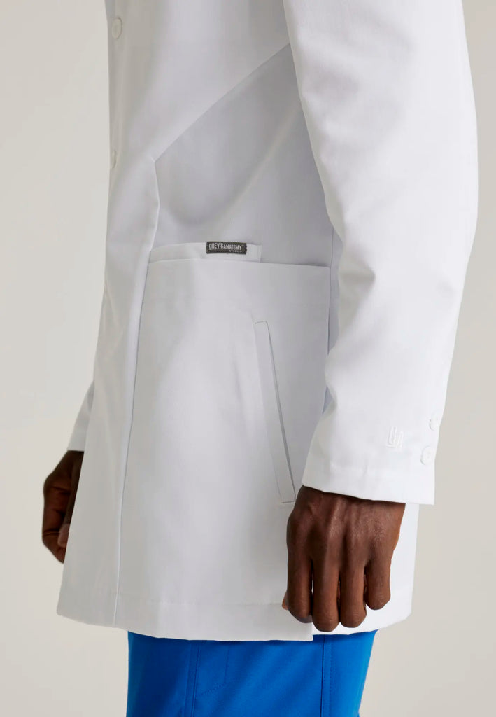 Barco Scrubs Men's Derek Lab Coat White | scrub-supply.com