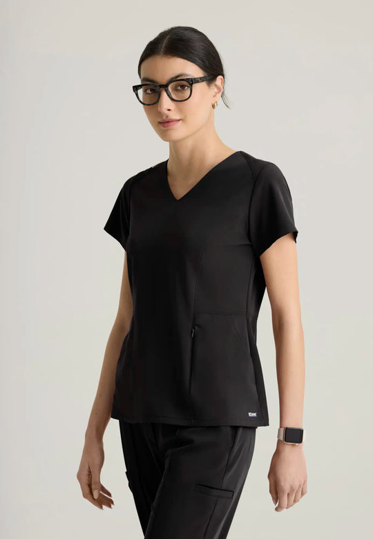 Grey's Anatomy by Barco Scrubs Women's Spring Top Black | scrub-supply.com