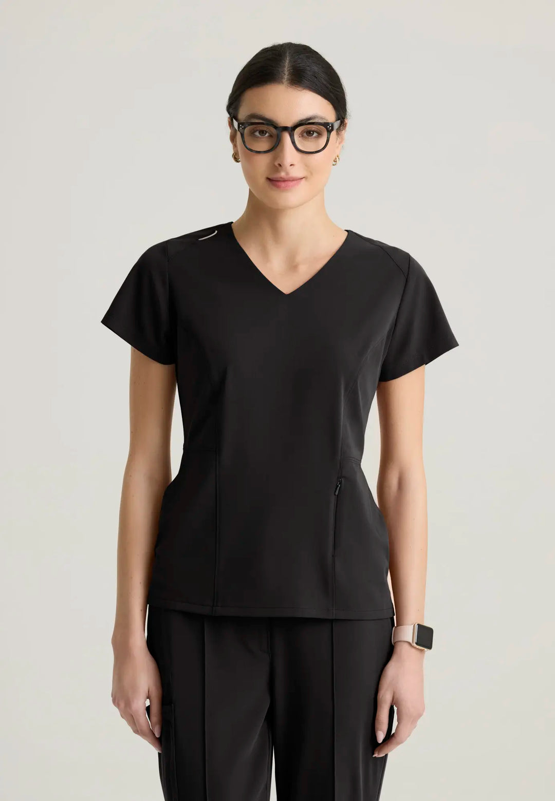 Grey's Anatomy by Barco Scrubs Women's Spring Top Black | scrub-supply.com