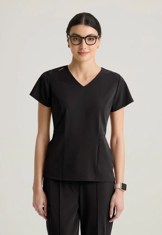 Grey's Anatomy by Barco Scrubs Women's Spring Top Black | scrub-supply.com