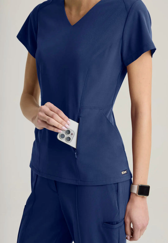 Grey's Anatomy by Barco Scrubs Women's Spring Top Indigo | scrub-supply.com