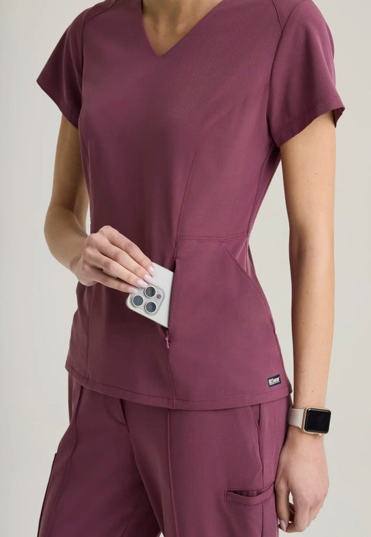 Grey's Anatomy by Barco Scrubs Women's Spring Top Dusty Port | scrub-supply.com